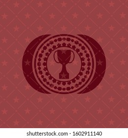trophy icon inside vintage red emblem