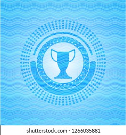 trophy icon inside water wave representation badge.