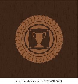 trophy icon inside wood emblem