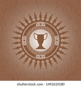 trophy icon inside wood emblem. Retro
