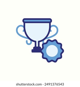 trophy icon, isolated blue icon theme learning