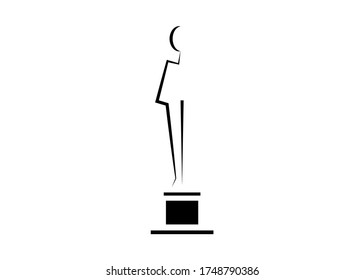 Trophy Icon Isolated On White Background. Academy Award Icon. Films And Cinema Symbol Prize Concept. Black And White Color Vector Illustration