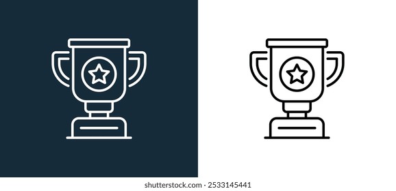 trophy icon isolated on white and black colors. trophy outline linear vector icon from sports and awards collection for mobile apps, web and ui.