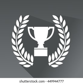 Trophy icon in laurel wreath with shadow