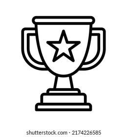 Trophy Icon. Line Art Style Design Isolated On White Background