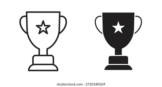 Ícone de troféu no design de linha. Vetor de ícone simples