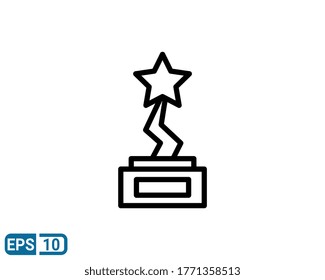 trophy icon in line style isolated on white background. EPS 10