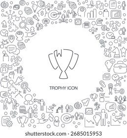 Ícone de troféu, estilo de linha com fundo de ícone de mosaico, ótimo para uso da web e fundo.