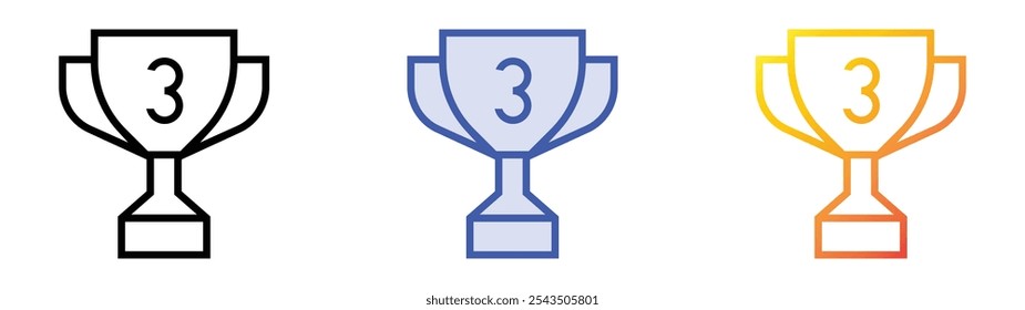 trophy icon. Linear, Blue Fill and Gradient Style Design Isolated On White Background
