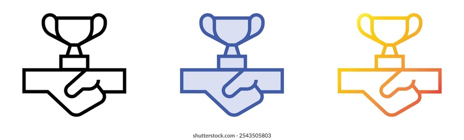 trophy icon. Linear, Blue Fill and Gradient Style Design Isolated On White Background