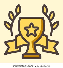 Trophy icon or logo illustration filled outline color style, Icons color style vector.