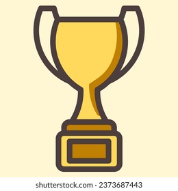 Trophy icon or logo illustration filled outline style color. Icons color style.