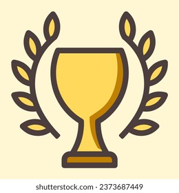 Trophy icon or logo illustration filled outline style color. Icons color style.