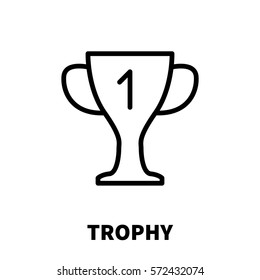 Trophy icon or logo in modern line style. High quality black outline pictogram for web site design and mobile apps. Vector illustration on a white background.