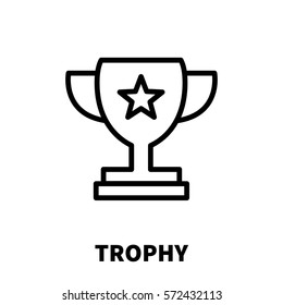 Trophy icon or logo in modern line style. High quality black outline pictogram for web site design and mobile apps. Vector illustration on a white background.