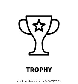 Trophy icon or logo in modern line style. High quality black outline pictogram for web site design and mobile apps. Vector illustration on a white background.