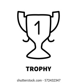 Trophy icon or logo in modern line style. High quality black outline pictogram for web site design and mobile apps. Vector illustration on a white background.