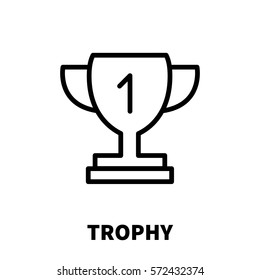 Trophy icon or logo in modern line style. High quality black outline pictogram for web site design and mobile apps. Vector illustration on a white background.