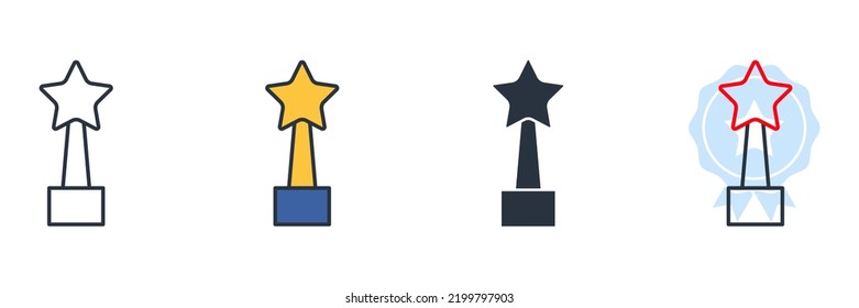 trophy icon logo vector illustration. Champion, award symbol template for graphic and web design collection
