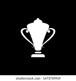 Trophy Icon On Black Background. Black Flat Style Vector Illustration.