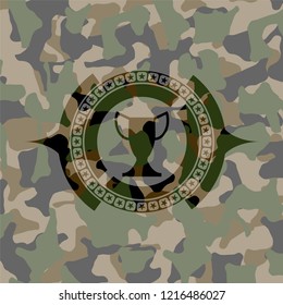 trophy icon on camouflage texture