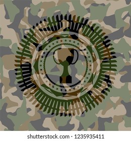 trophy icon on camouflage texture