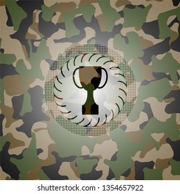 trophy icon on camouflaged pattern