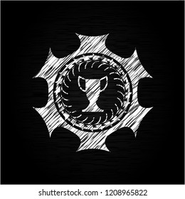 trophy icon on chalkboard