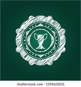trophy icon on chalkboard