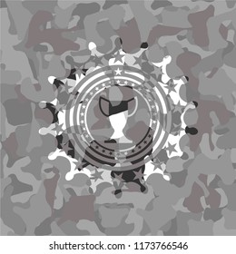 trophy icon on grey camo pattern