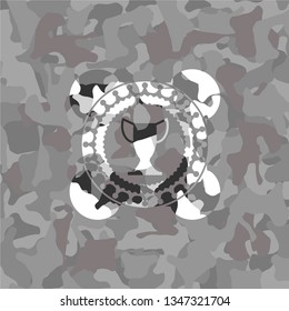trophy icon on grey camo texture
