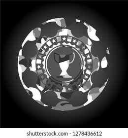 trophy icon on grey camouflage pattern