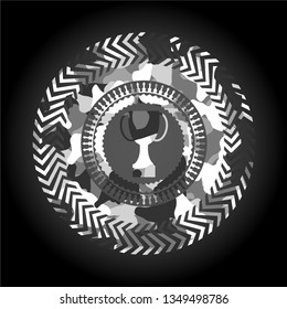trophy icon on grey camouflage pattern