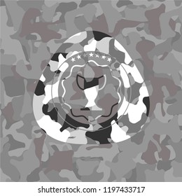 trophy icon on grey camouflaged texture