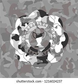 trophy icon on grey camouflaged pattern