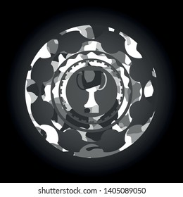 trophy icon on grey camouflaged pattern