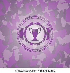 trophy icon on pink camo pattern