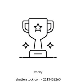 icono de trofeo. Diseño de icono de estilo de esquema aislado en fondo blanco