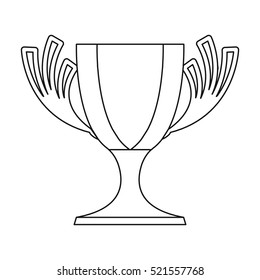 Trophy icon in outline style isolated on white background. Winner cup symbol stock vector illustration.
