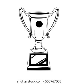 Trophy icon in outline style isolated on white background. Winner cup symbol stock vector illustration.