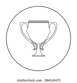 Trophy icon in outline style isolated on white background. Winner cup symbol stock vector illustration.