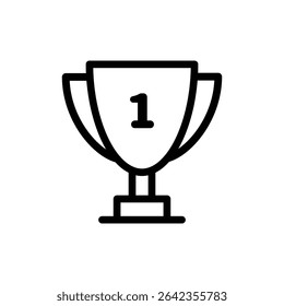Trophy icon in outline style representing achievement, winner status, award, success, or championship recognition.
