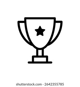 Trophy icon in outline style representing achievement, winner status, award, success, or championship recognition.
