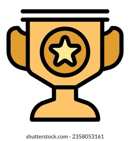 Trophy icon outline vector. Cup prize. Win success color flat