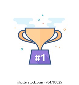 Trophy icon in outlined flat color style. Vector illustration.