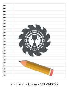 trophy icon penciled. Vector Illustration. Detailed.