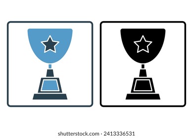 trophy icon. icon related to graduation and achievement. suitable for web site, app, user interfaces, printable etc. solid icon style. simple vector design editable