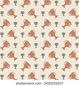 Trophy icon repeating trendy pattern beautiful vector gift wrapping background