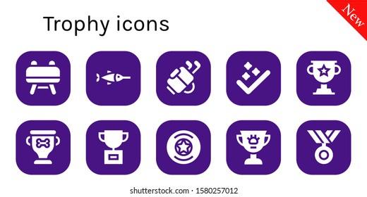 trophy icon set. 10 filled trophy icons.  Simple modern icons about  - Buck, Swordfish, Golf, Success, Trophy, Badge, Award, Medal