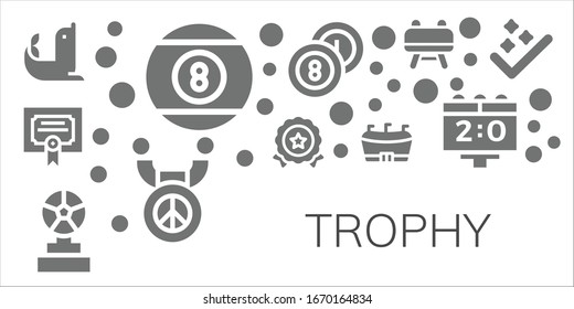 conjunto de iconos de trofeo. 11 iconos de trofeo.  Iconos modernos sencillos, como: Sello, Billiard, Mérito, Medalla, Trofeo, Fútbol, Billar, Pójaro, Marcador, Éxito